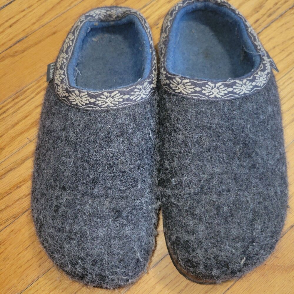 L.L.BEAN Women's Size 9 Gray Wool Mule Slipper Nordic Lagenlook EUC winter fall